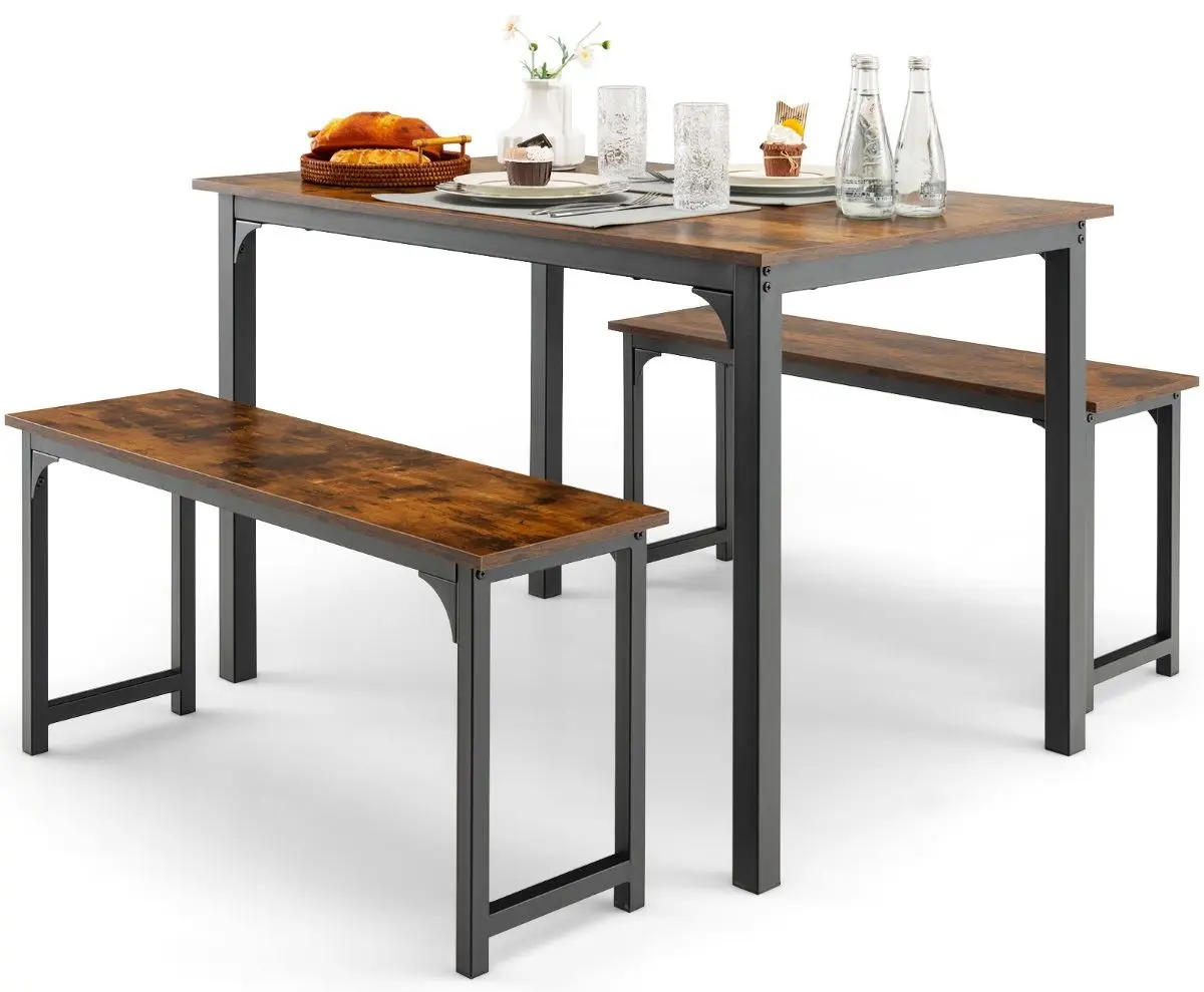 Обеденный набор Costway KC55455CF 1+2 (Black/Coffee)