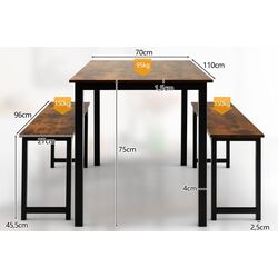 Обеденный набор Costway KC55455CF 1+2 (Black/Coffee) Thumb