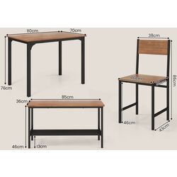 Обеденный набор Costway KC55737BN 1+3 (Brown) Thumb