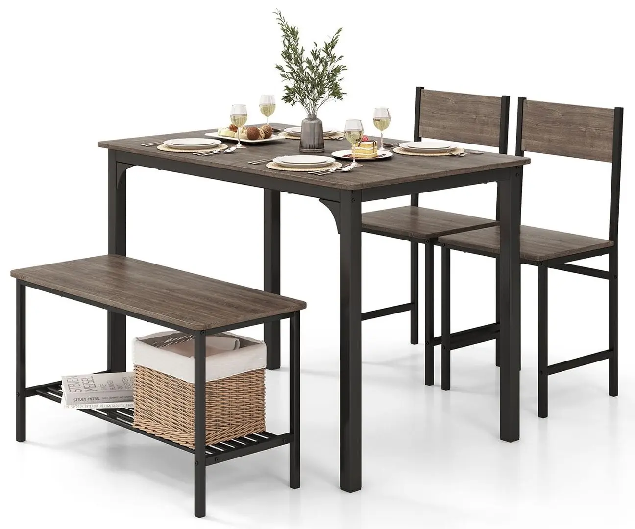 Обеденный набор Costway KC55737GR 1+3 (Grey)