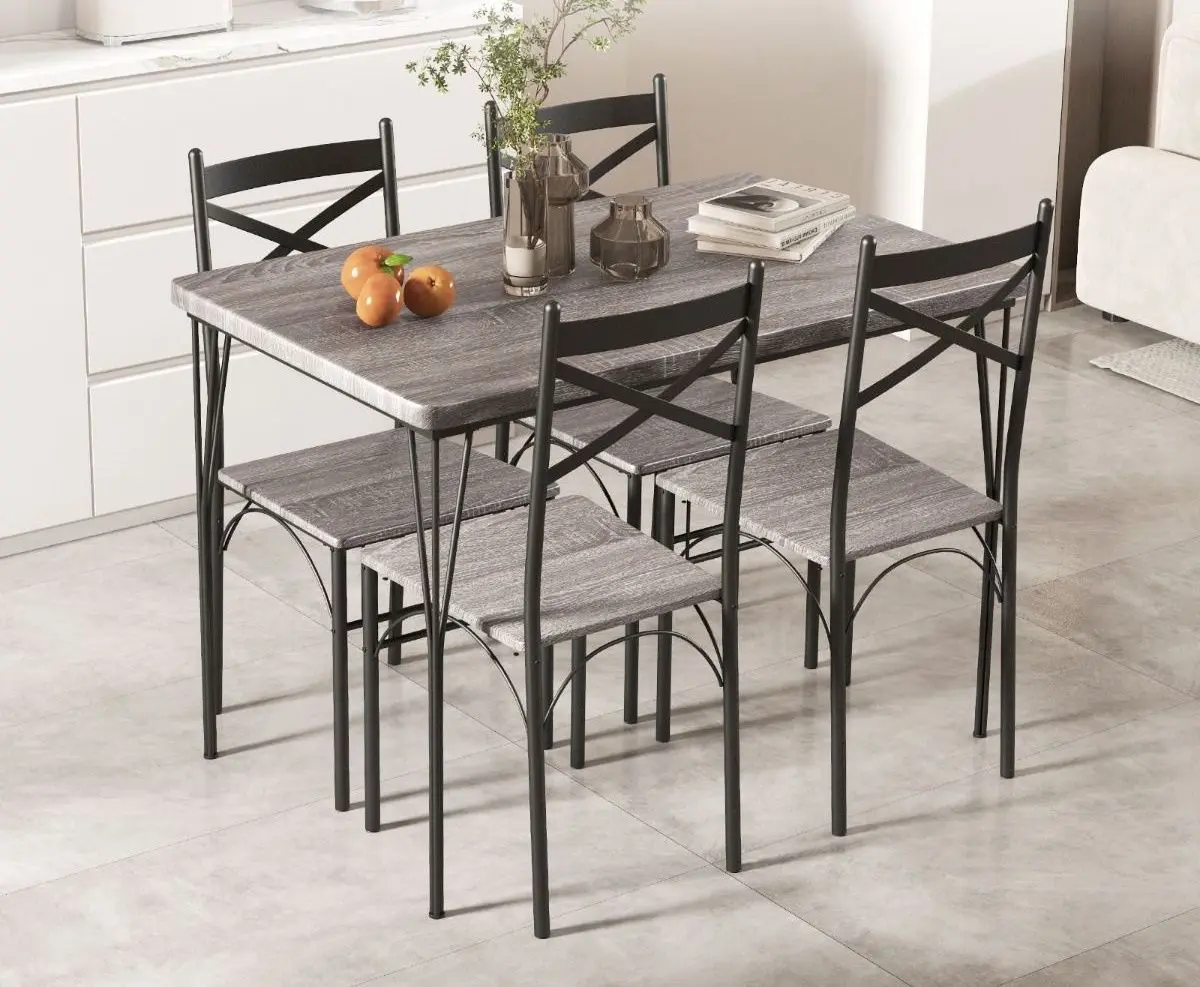 Set de sufragerie Costway KC56555GR 1+4 (Grey/Black)