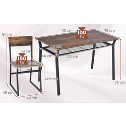 Обеденный набор Costway KC56612CF 1+4 (Rustic Brown) Thumb