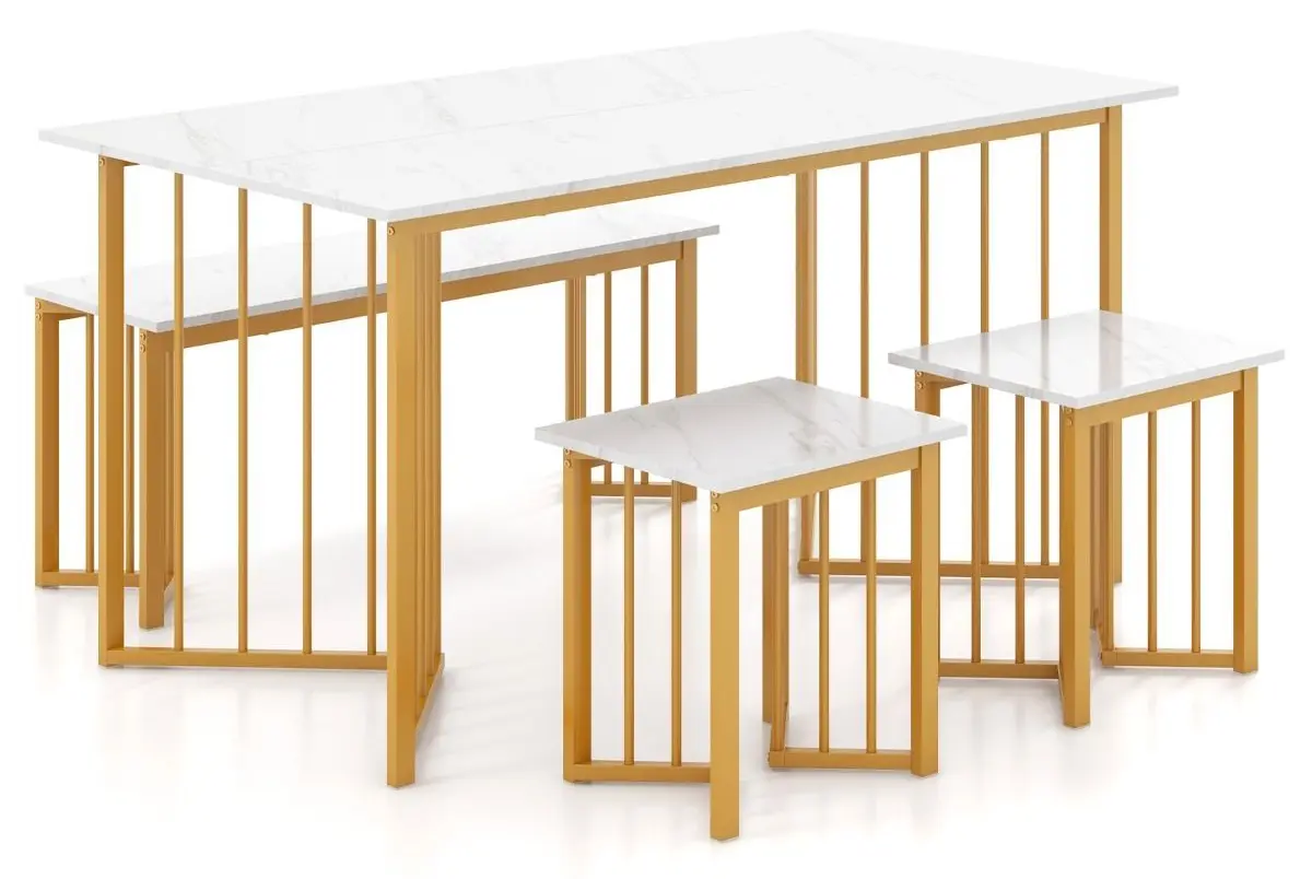 Set de sufragerie Costway KC56960WH 1+1+2 (White/Gold)