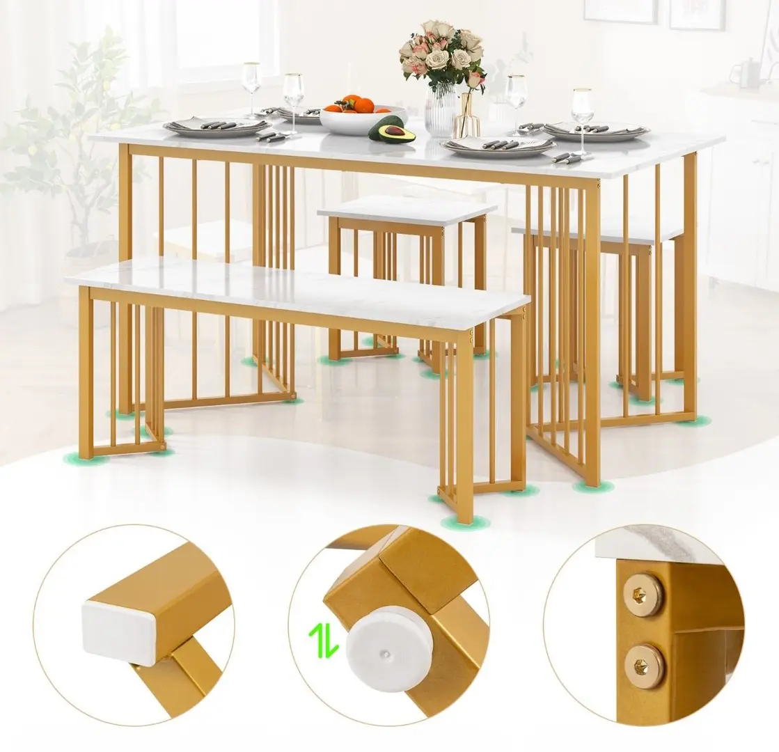Set de sufragerie Costway KC56960WH 1+1+2 (White/Gold)