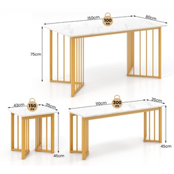 Set de sufragerie Costway KC56960WH 1+1+2 (White/Gold) Thumb