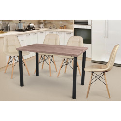 Set de sufragerie DP Agata 115x68cm Brown/Black + Sunrise C-24 PU Beige/Beech (1+4)