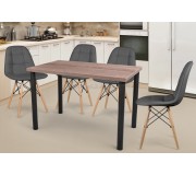Обеденный набор DP Agata 115x68cm Brown/Black + Sunrise C-24 PU Gray/Beech (1+4)
