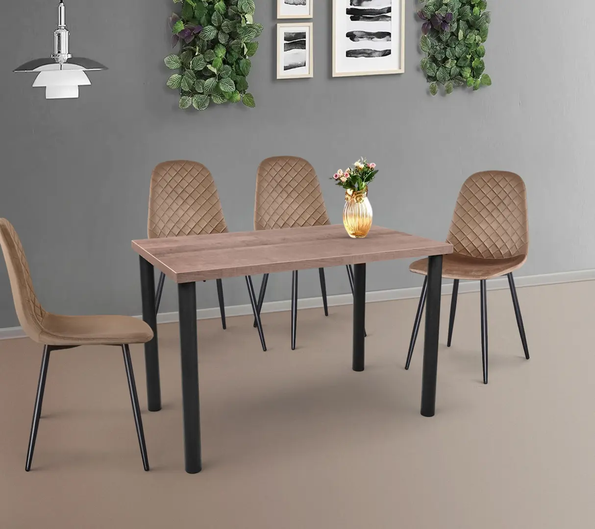 Обеденный набор DP Agata 115x68cm Brown/Black + Yasen DC 5010 Golden Brown/Black (1+4)