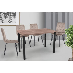 Set de sufragerie DP Agata 115x68cm Brown/Black + Yasen DC 5012 Dark Brown/Black (1+4)