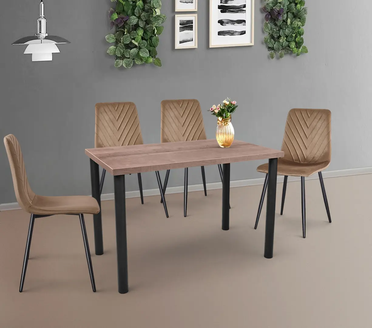 Обеденный набор DP Agata 115x68cm Brown/Black + Yasen DC 5012 S Golden Brown/Black (1+4)