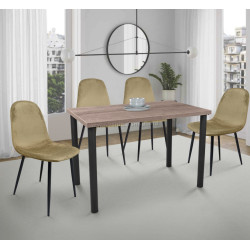 Set de sufragerie DP Agata 115x68cm Brown/Black + Yasen С1703 HLR-12 Mustard/Black (1+4)