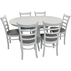 Set de sufragerie Evelin Capella V + Coco White/Gray (1+6)