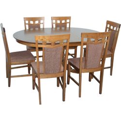 Set de sufragerie Evelin Capella V + Deepa-R Burnish Oak/Brown (1+6)