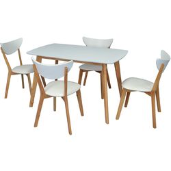 Set de sufragerie Evelin Cooper + Cameroon Leather White/Bella Beech (1+4)