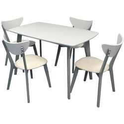 Set de sufragerie Evelin Cooper + Cameroon Leather White/Grey (1+4)