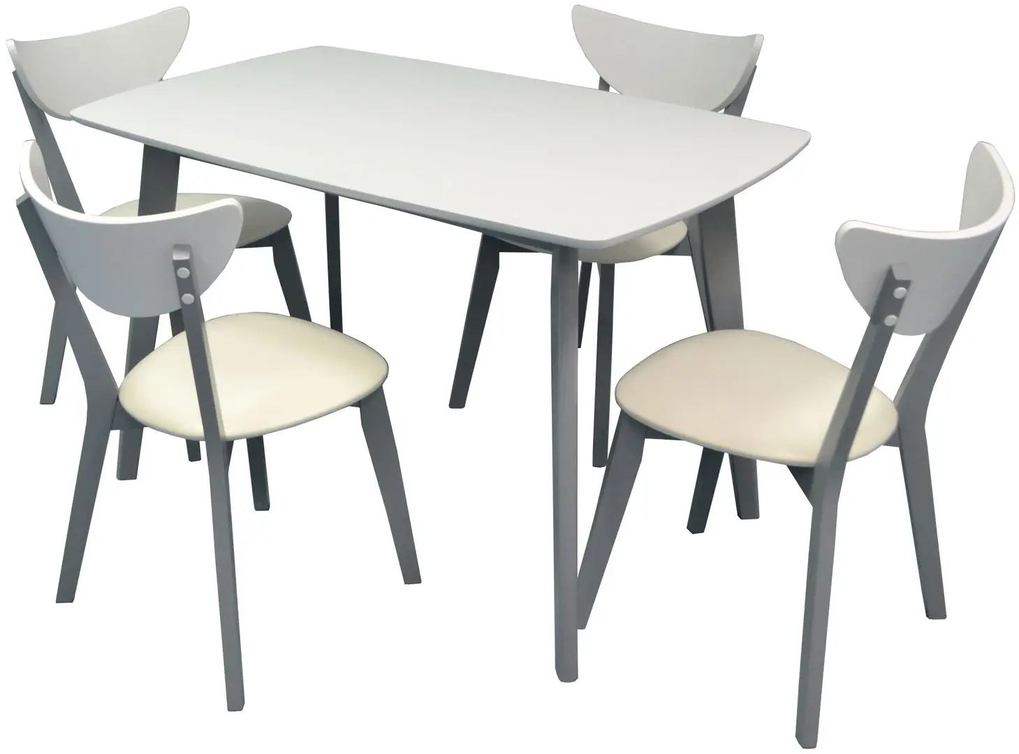 Set de sufragerie Evelin Cooper + Cameroon Leather White/Grey (1+4)