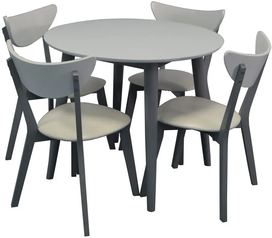 Обеденный набор Evelin Coral + Cameroon Leather White/Gray (1+4)