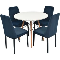 Set de sufragerie Evelin DT 401-1 + LC-619 B White/Blue (1+4)