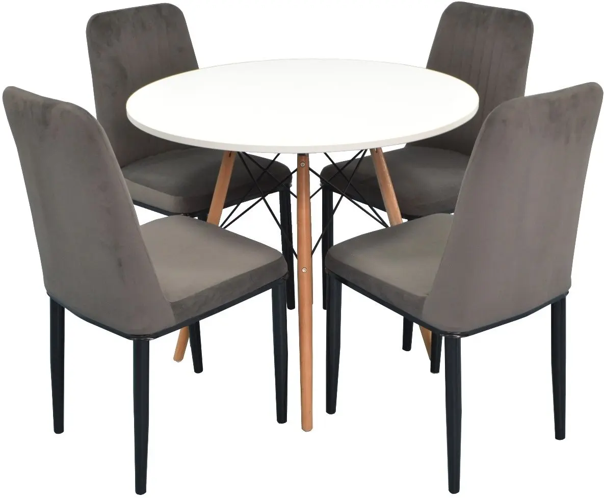 Обеденный набор Evelin DT 401-1 + LC-619 B White/Grey (1+4)