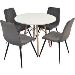 Set de sufragerie Evelin DT 401-1 + XR-154 B White/Dark Gray (1+4)