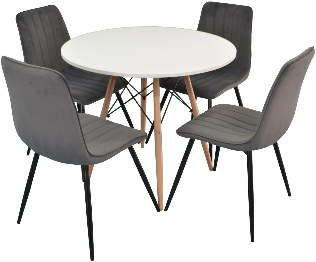 Set de sufragerie Evelin DT 401-1 + XR-154 B White/Dark Gray (1+4)