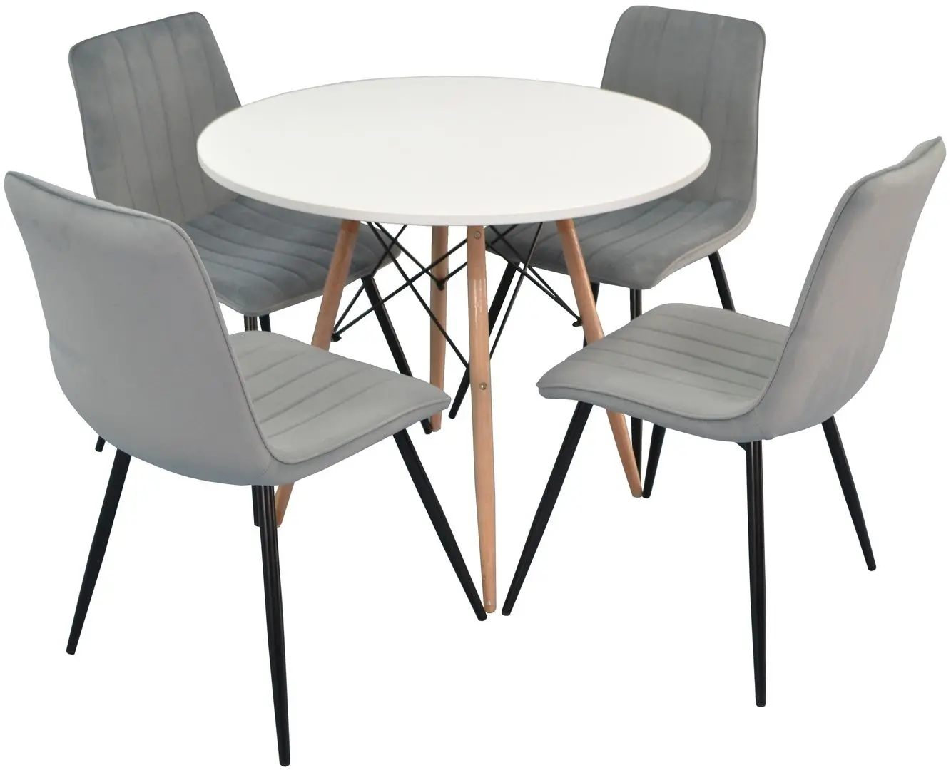 Set de sufragerie Evelin DT 401-1 + XR-154 B White/Light Gray (1+4)