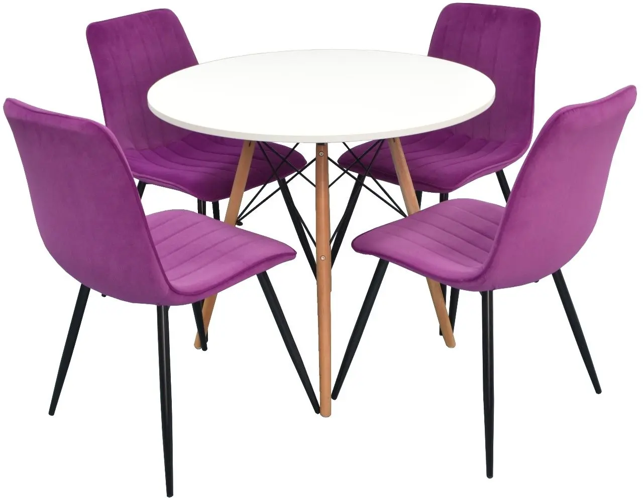 Set de sufragerie Evelin DT 401-1 + XR-154 B White/Lilac (1+4)