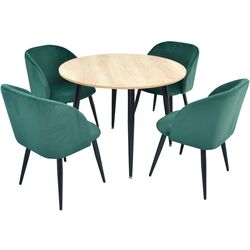 Set de sufragerie Evelin DT 402-2 + LC-618 B Wood/Green (1+4)