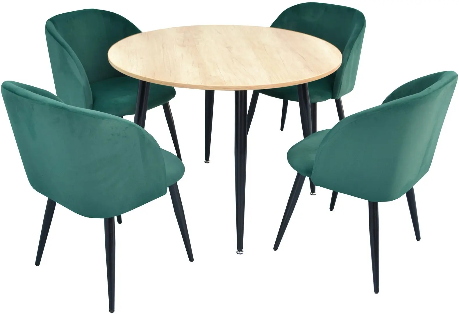Set de sufragerie Evelin DT 402-2 + LC-618 B Wood/Green (1+4)