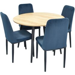 Set de sufragerie Evelin DT 402-2 + LC-619 B Wood/Blue (1+4)