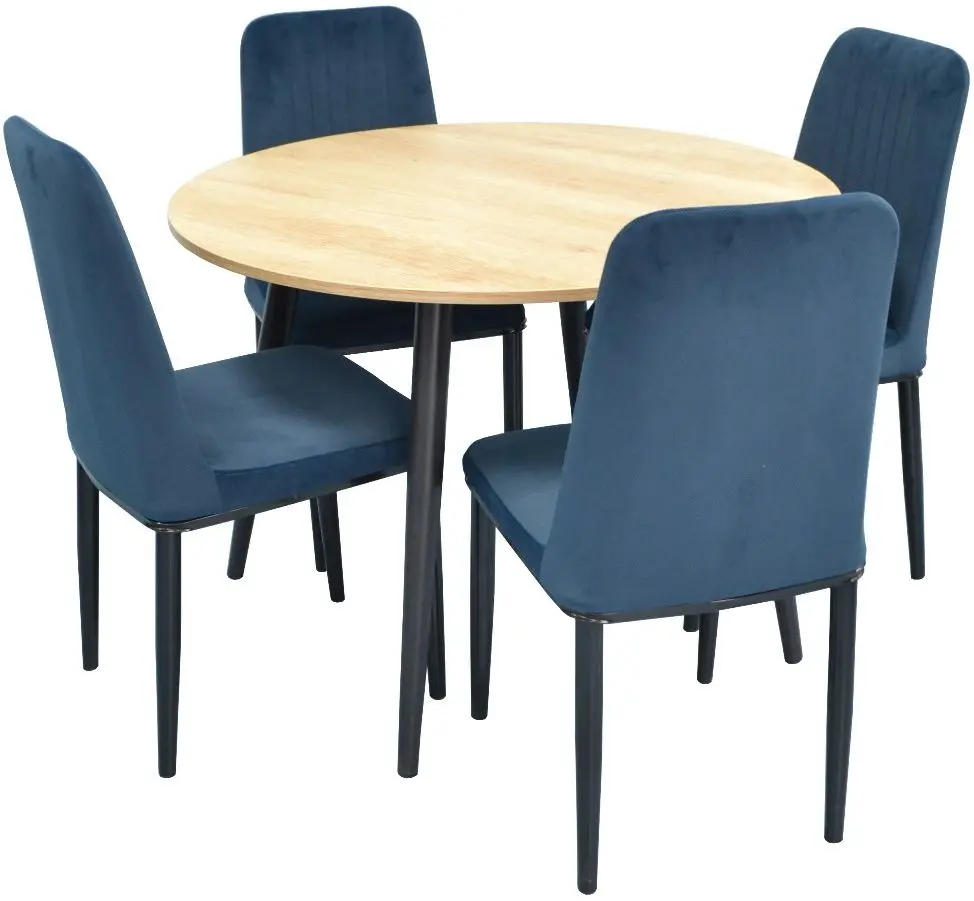 Set de sufragerie Evelin DT 402-2 + LC-619 B Wood/Blue (1+4)