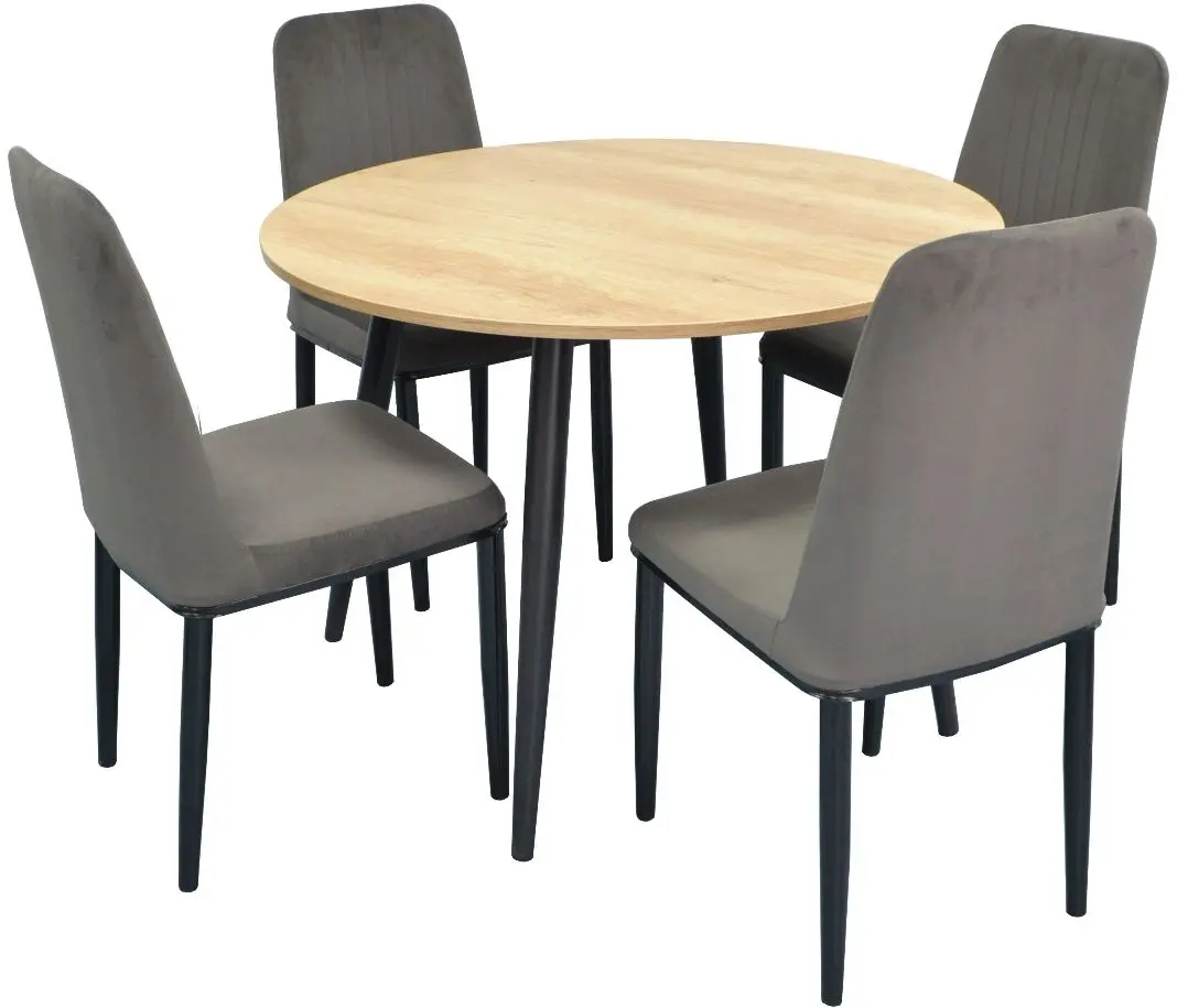 Set de sufragerie Evelin DT 402-2 + LC-619 B Wood/Grey (1+4)