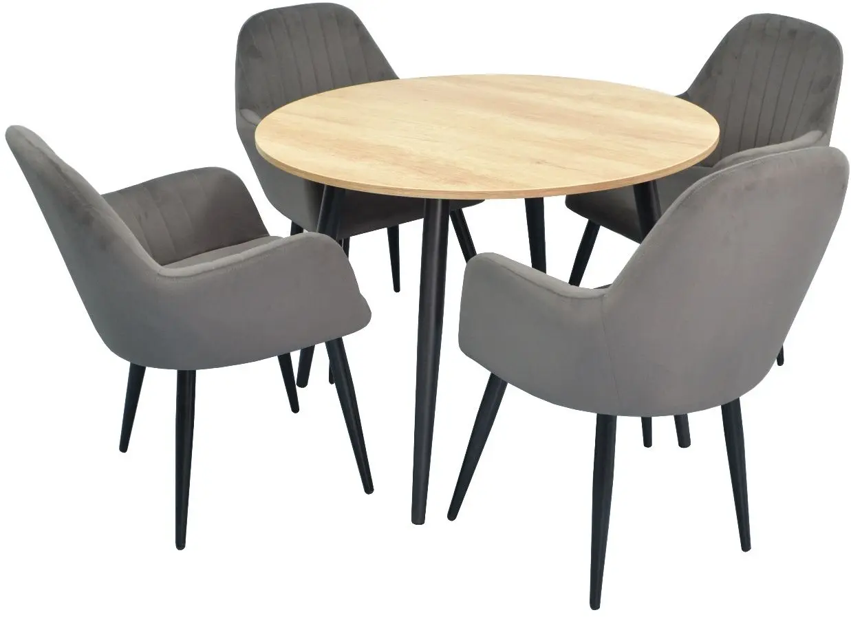 Set de sufragerie Evelin DT 402-2 + LC-621 B Wood/Grey (1+4)