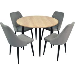 Set de sufragerie Evelin DT 402-2 + LC-640 B Wood/Light Grey (1+4)