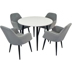 Set de sufragerie Evelin DT 402-3 + LC-621 B White/Dark Grey (1+4)