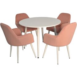 Set de sufragerie Evelin DT 402-3 + LC-621 Wh White/Pink (1+4)