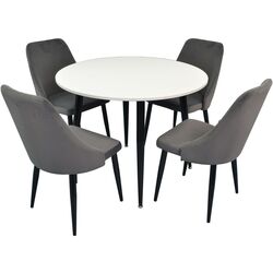 Set de sufragerie Evelin DT 402-3 + LC-640 B White/Dark Grey (1+4)