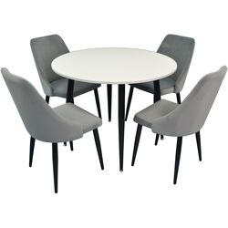 Set de sufragerie Evelin DT 402-3 + LC-640 B White/Light Grey (1+4)