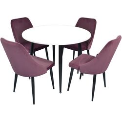 Set de sufragerie Evelin DT 402-3 + LC-640 B White/Lilac (1+4)