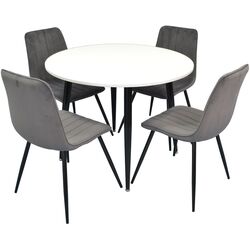 Set de sufragerie Evelin DT 402-3 + XR-154 B White/Dark Grey (1+4)