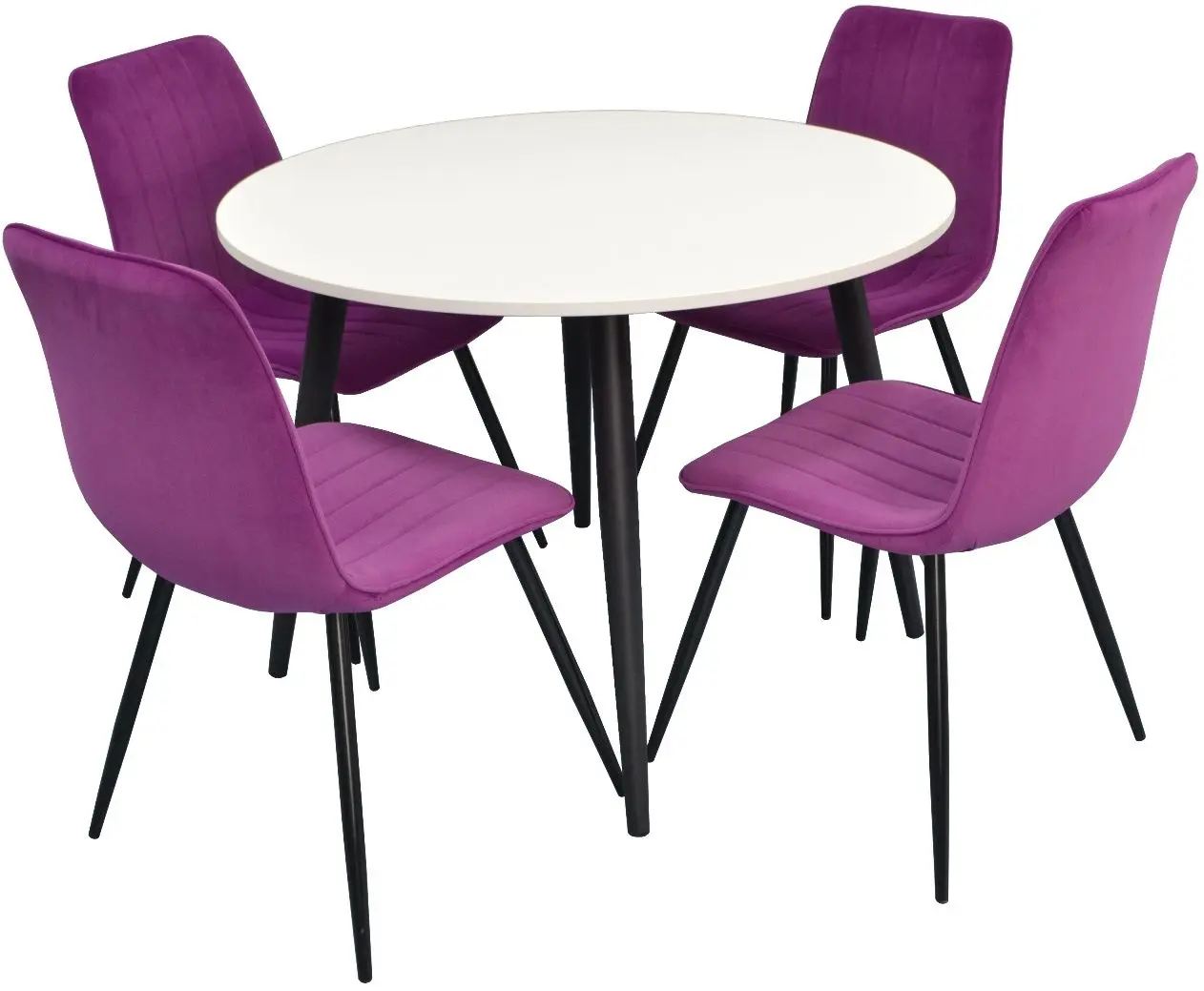 Set de sufragerie Evelin DT 402-3 + XR-154 B White/Lilac (1+4)