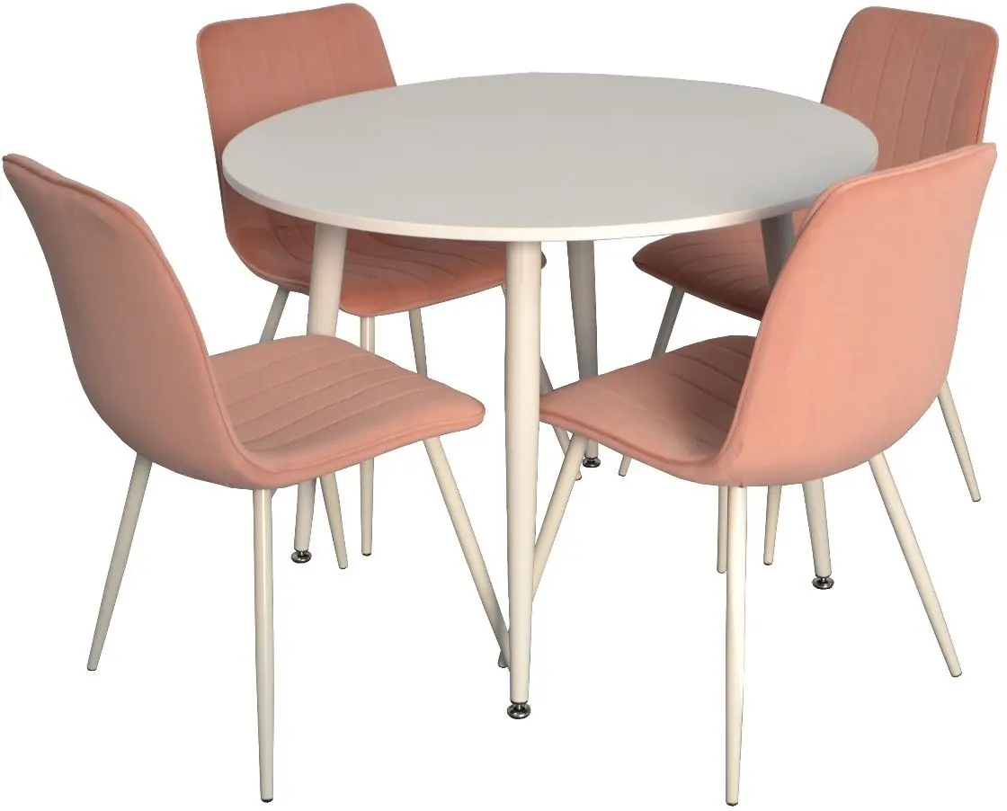 Set de sufragerie Evelin DT 402-3 + XR-154 Wh White/Pink (1+4)