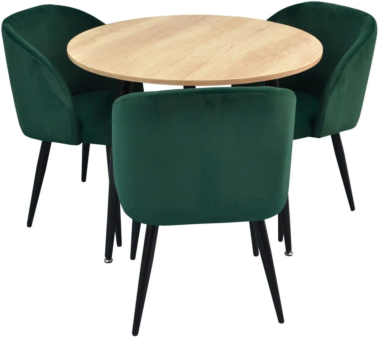 Set de sufragerie Evelin DT 404-2 + LC-618 B Wood/Green (1+3)