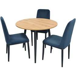 Set de sufragerie Evelin DT 404-2 + LC-619 B Wood/Blue (1+3)
