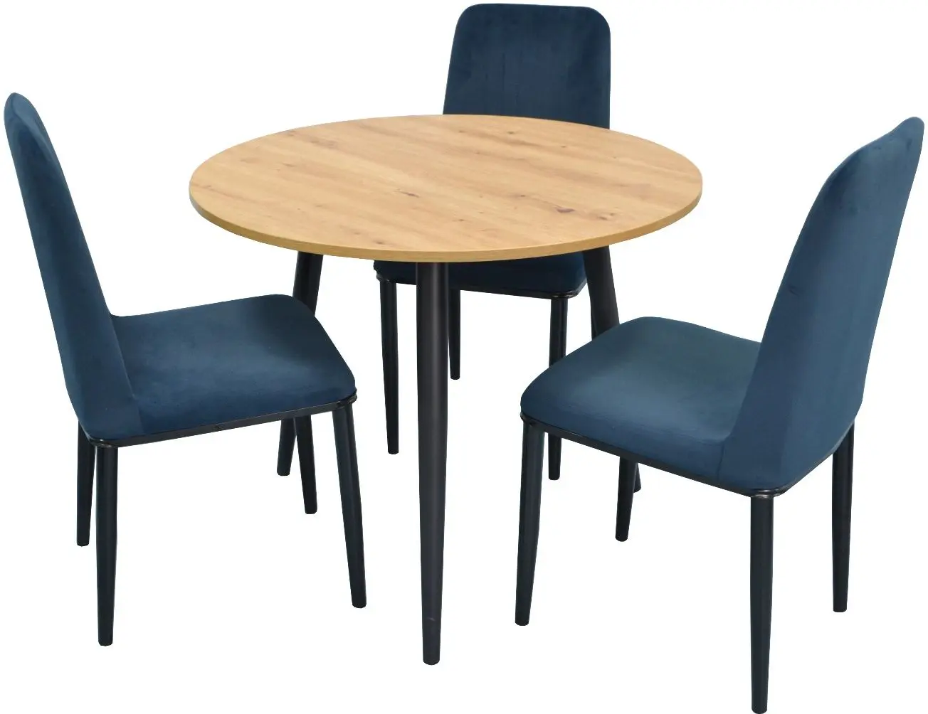 Set de sufragerie Evelin DT 404-2 + LC-619 B Wood/Blue (1+3)