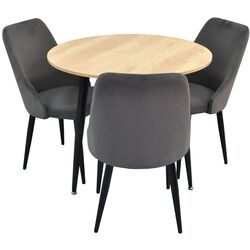 Set de sufragerie Evelin DT 404-2 + LC-640 B Wood/Dark Grey (1+3)