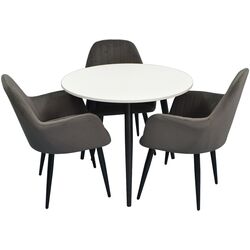 Set de sufragerie Evelin DT 404-3 + LC-621 B White/ Dark Grey (1+3)