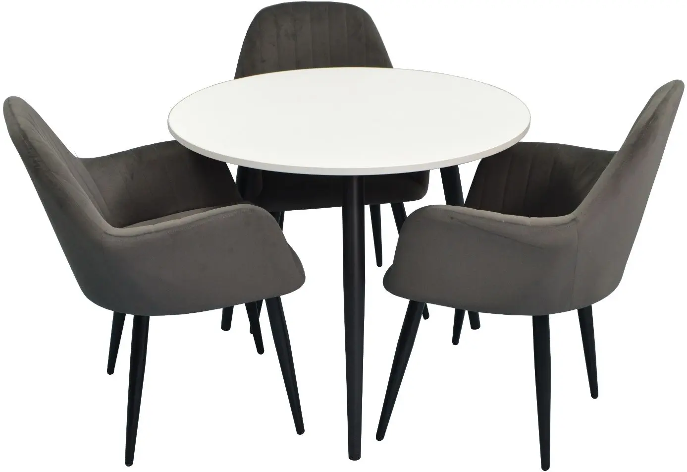 Set de sufragerie Evelin DT 404-3 + LC-621 B White/ Dark Grey (1+3)