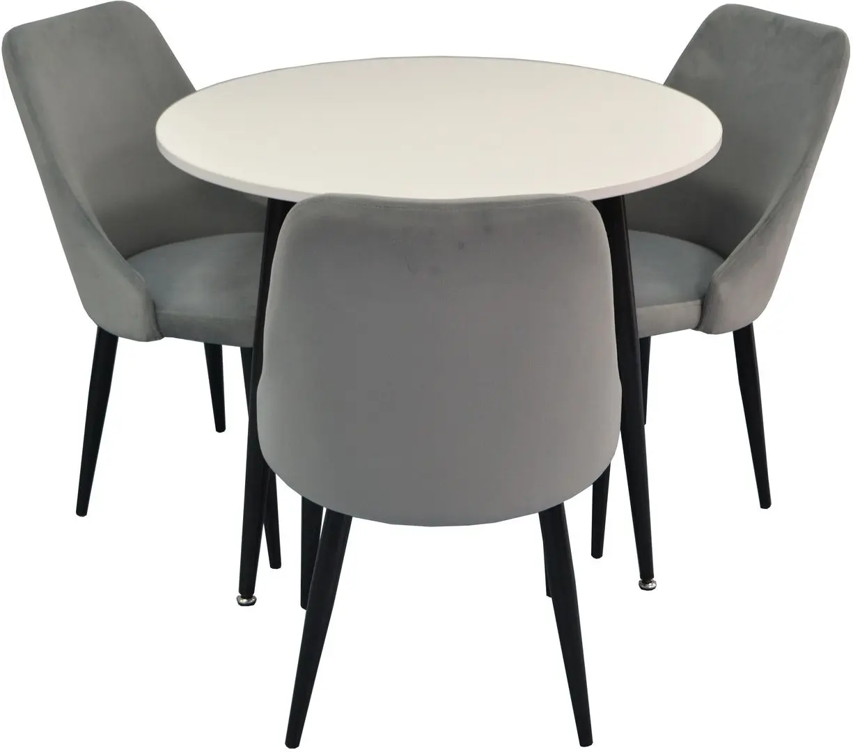 Set de sufragerie Evelin DT 404-3 + LC-640 B White/Light Grey (1+3)
