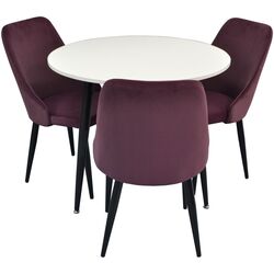 Set de sufragerie Evelin DT 404-3 + LC-640 B White/Lilac (1+3)